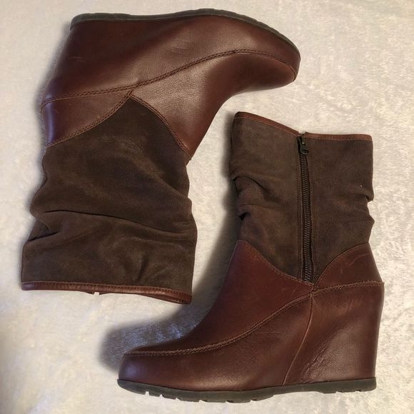 Cougar Shoes - Cougar Brown Leather Lorraine Wedge Boot